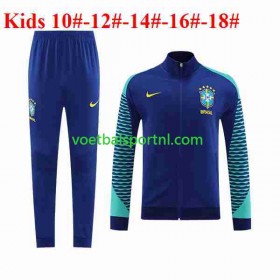Brazilië Kind Blauw Trainingsjack Pak 2023-24